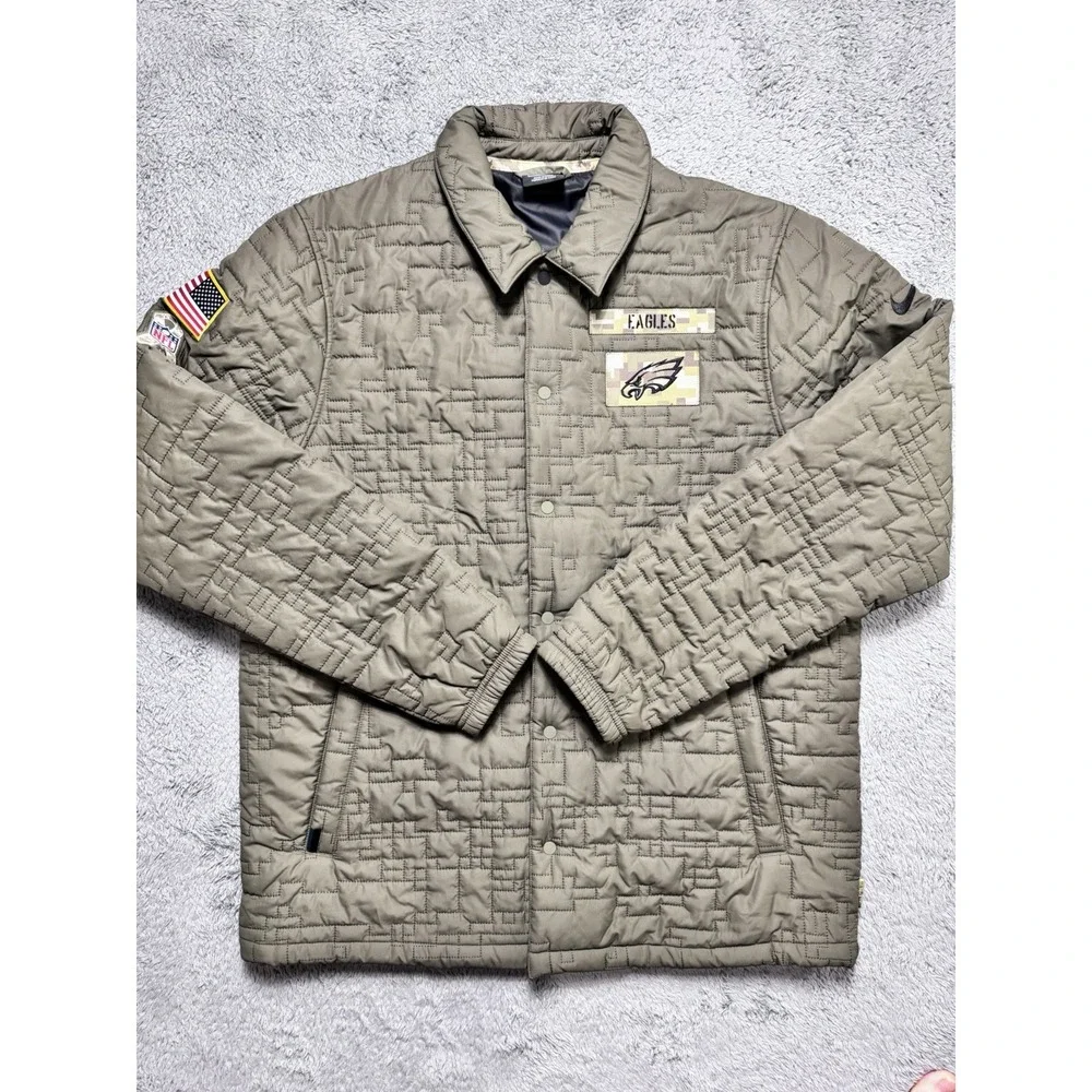 NIKE Philadelphia Eagles NFL On Field Salute to Service Jacket L Military Green